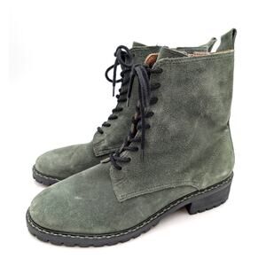 Lucky Brand Kancie Combat Boots Women's Kobain Olive Suede Size US10M EU42